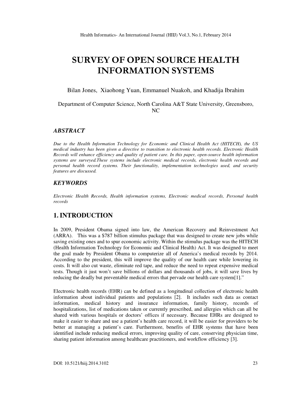 Survey of Open Source Health Information Systems