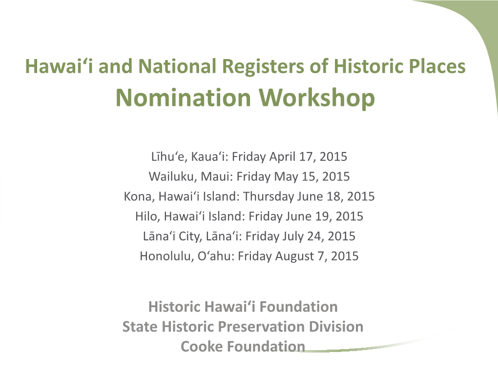 Hawai'i and National Registers Of