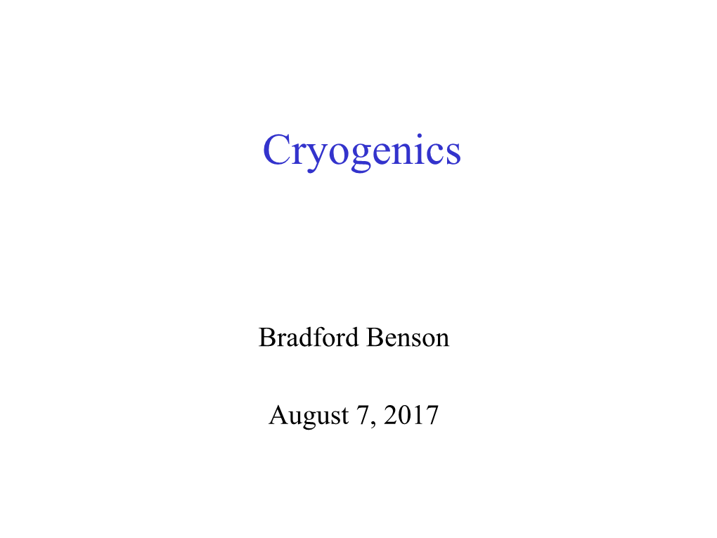 Cryogenics (Benson)