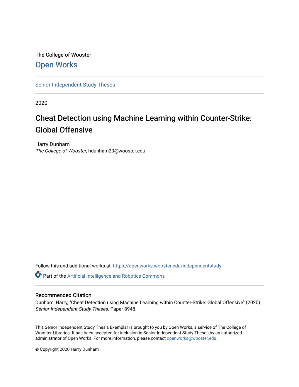 Cheat Detection Using Machine Learning Within Counter-Strike: Global Offensive