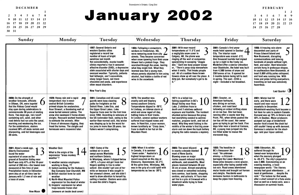 2002 Weather Trivia Calendar
