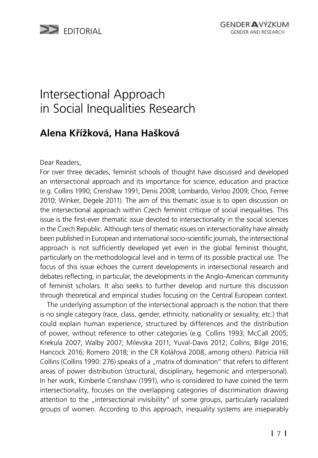 Intersectional Approach in Social Inequalities Research