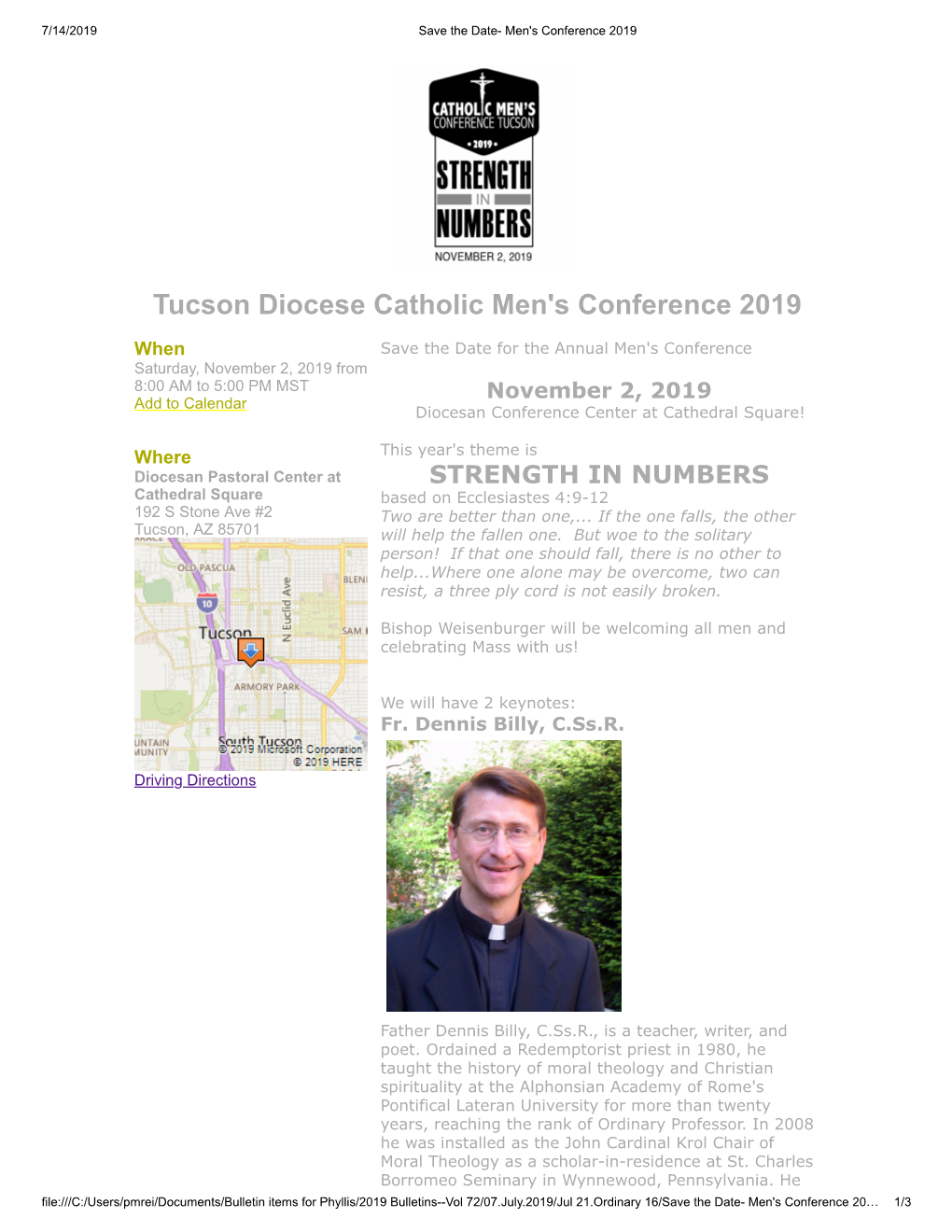 Tucson Diocese Catholic Men's Conference 2019
