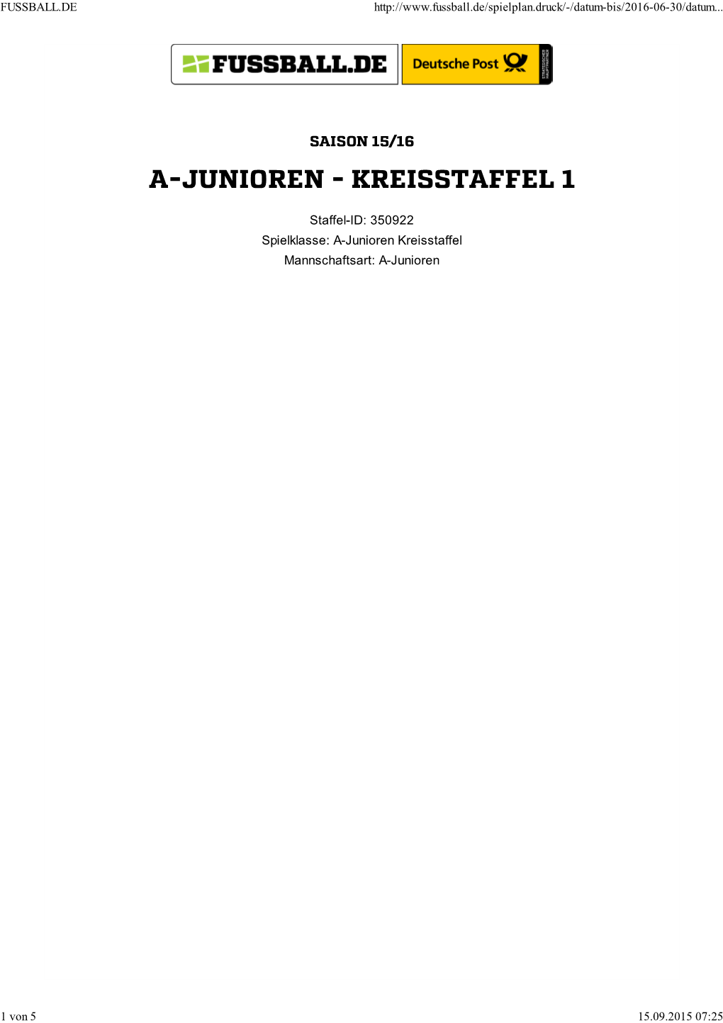 A-Junioren - Kreisstaffel 1