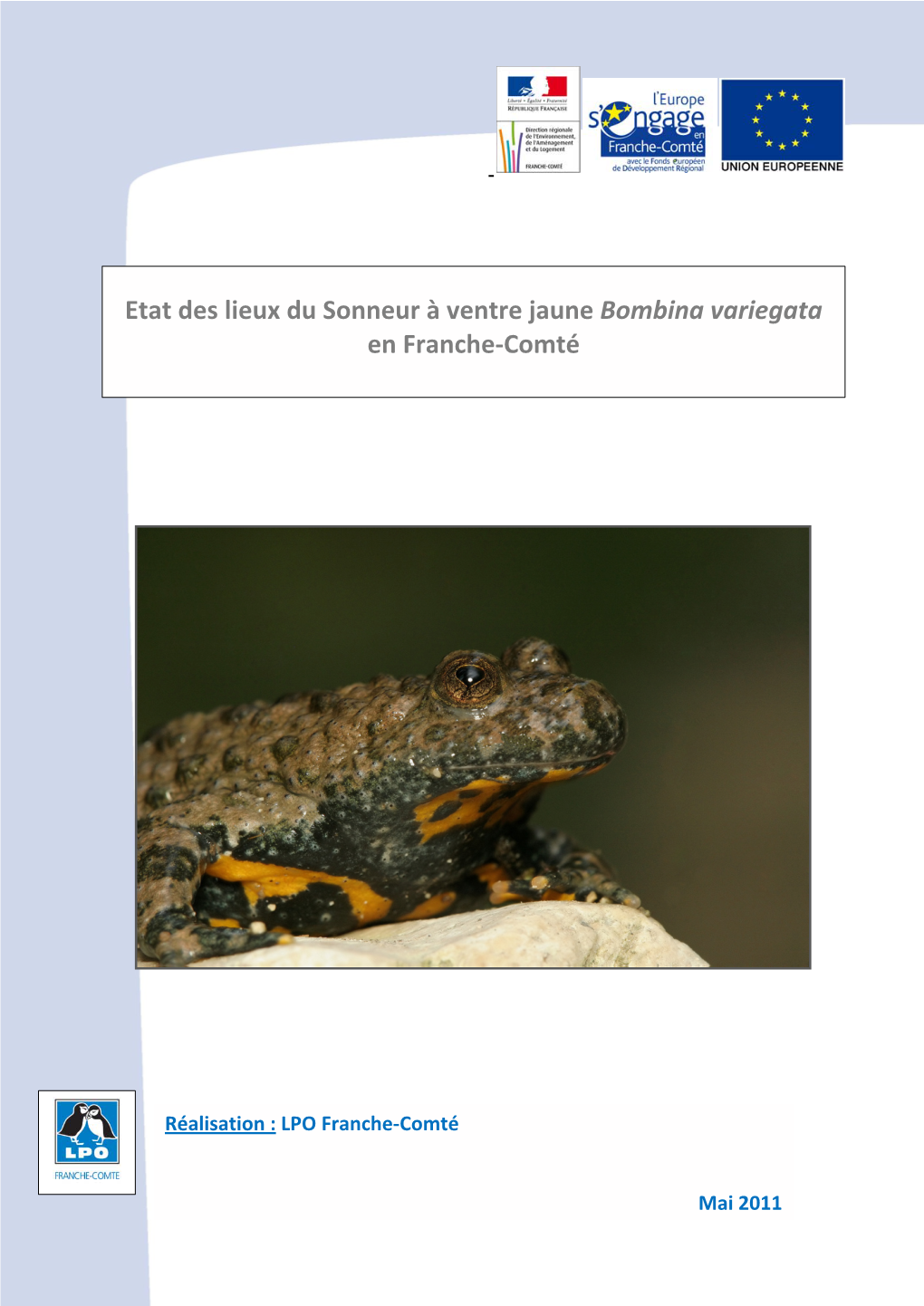 Etat Des Lieux Du Sonneur À Ventre Jaune Bombina Variegata En Franche‐Comté