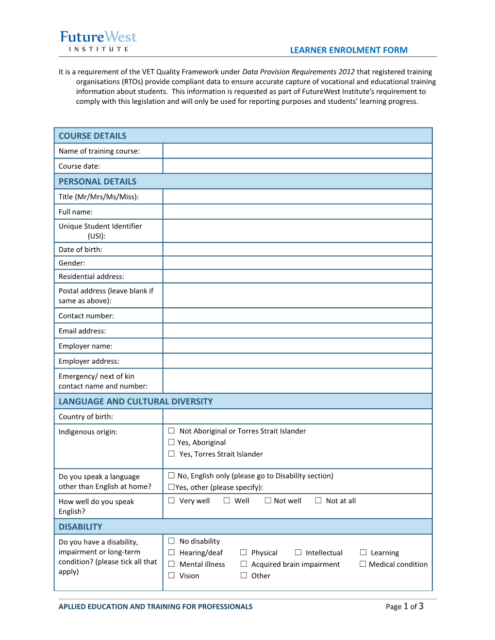 Travel Information Form