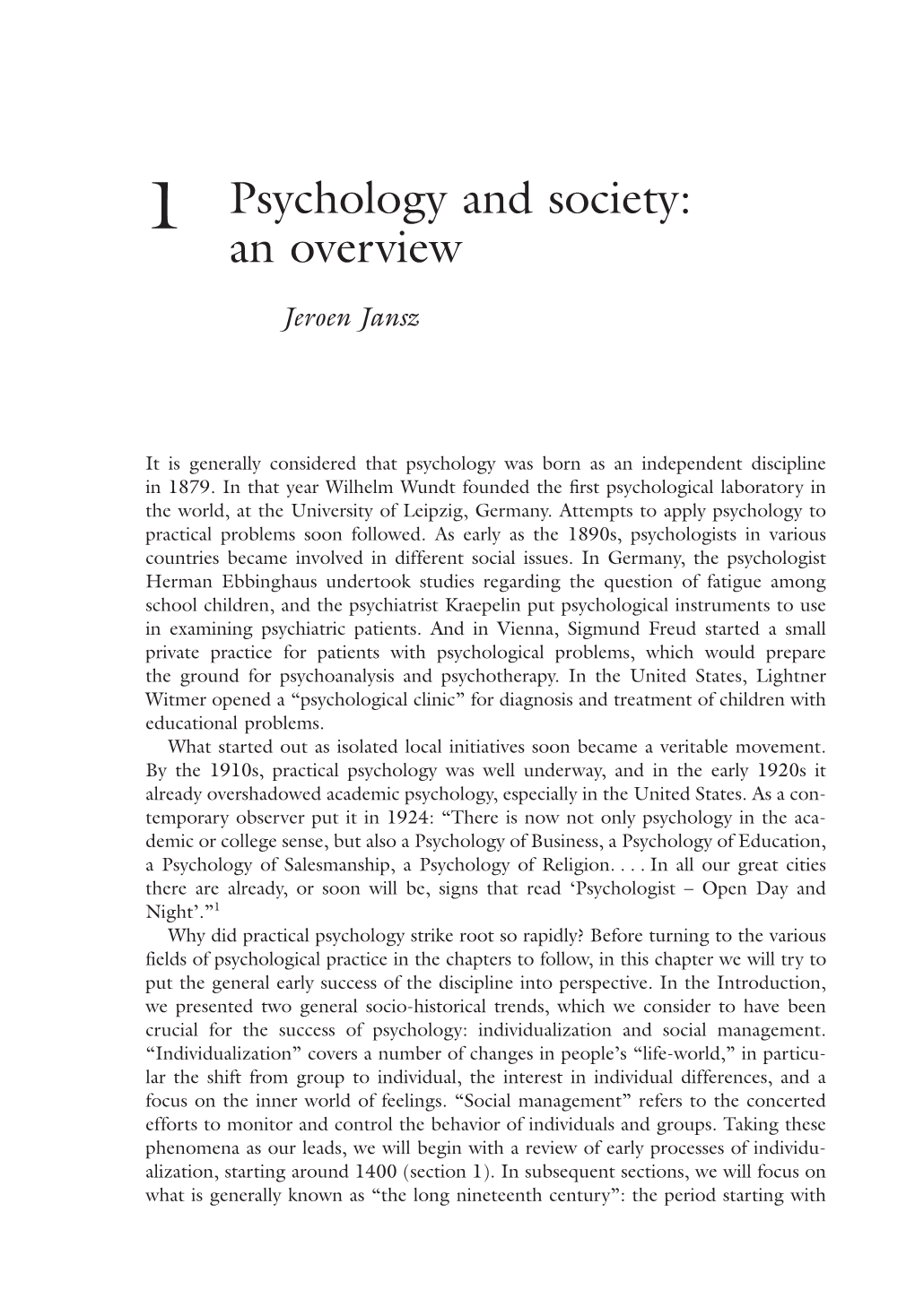 1 Psychology and Society: an Overview