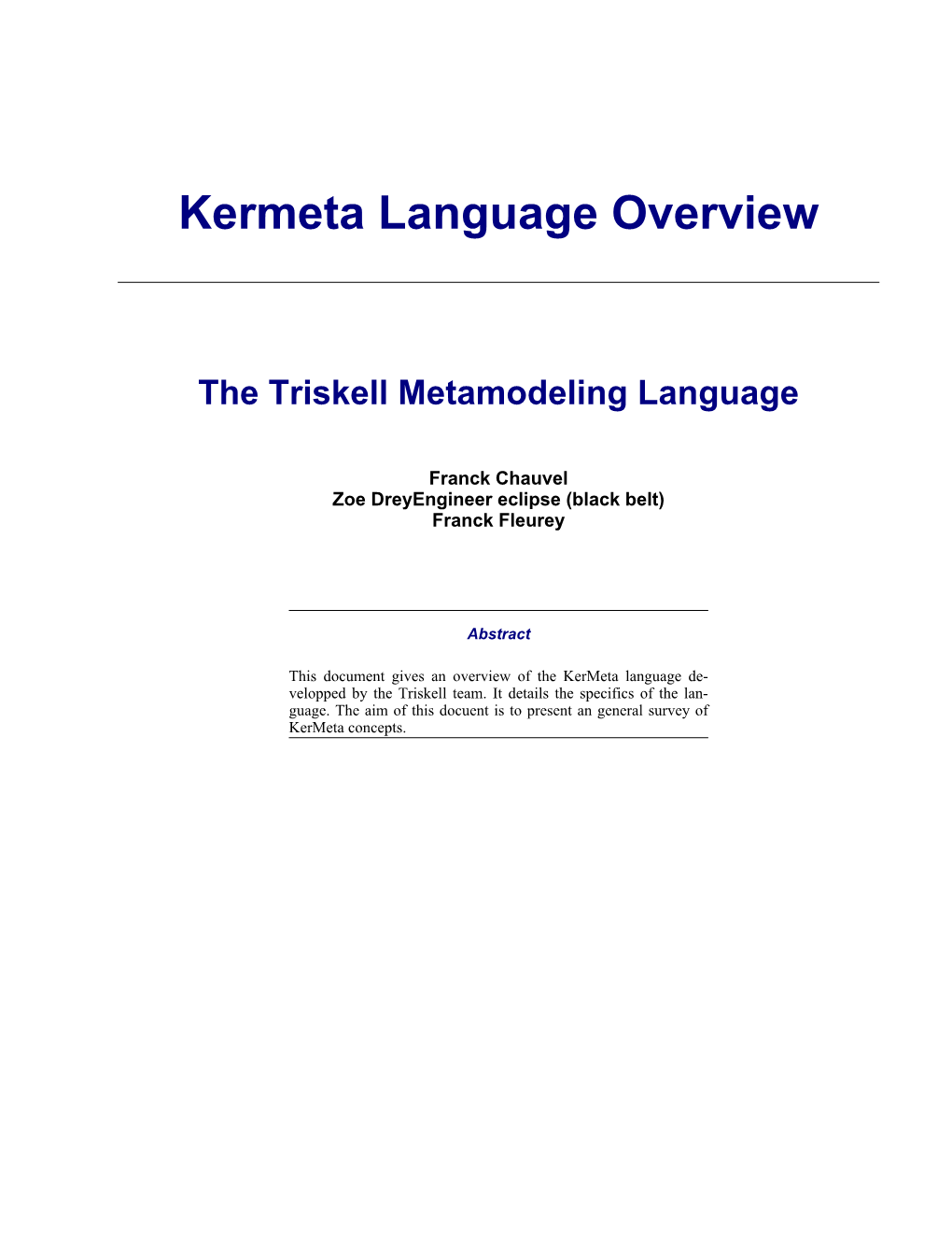 Kermeta Language Overview