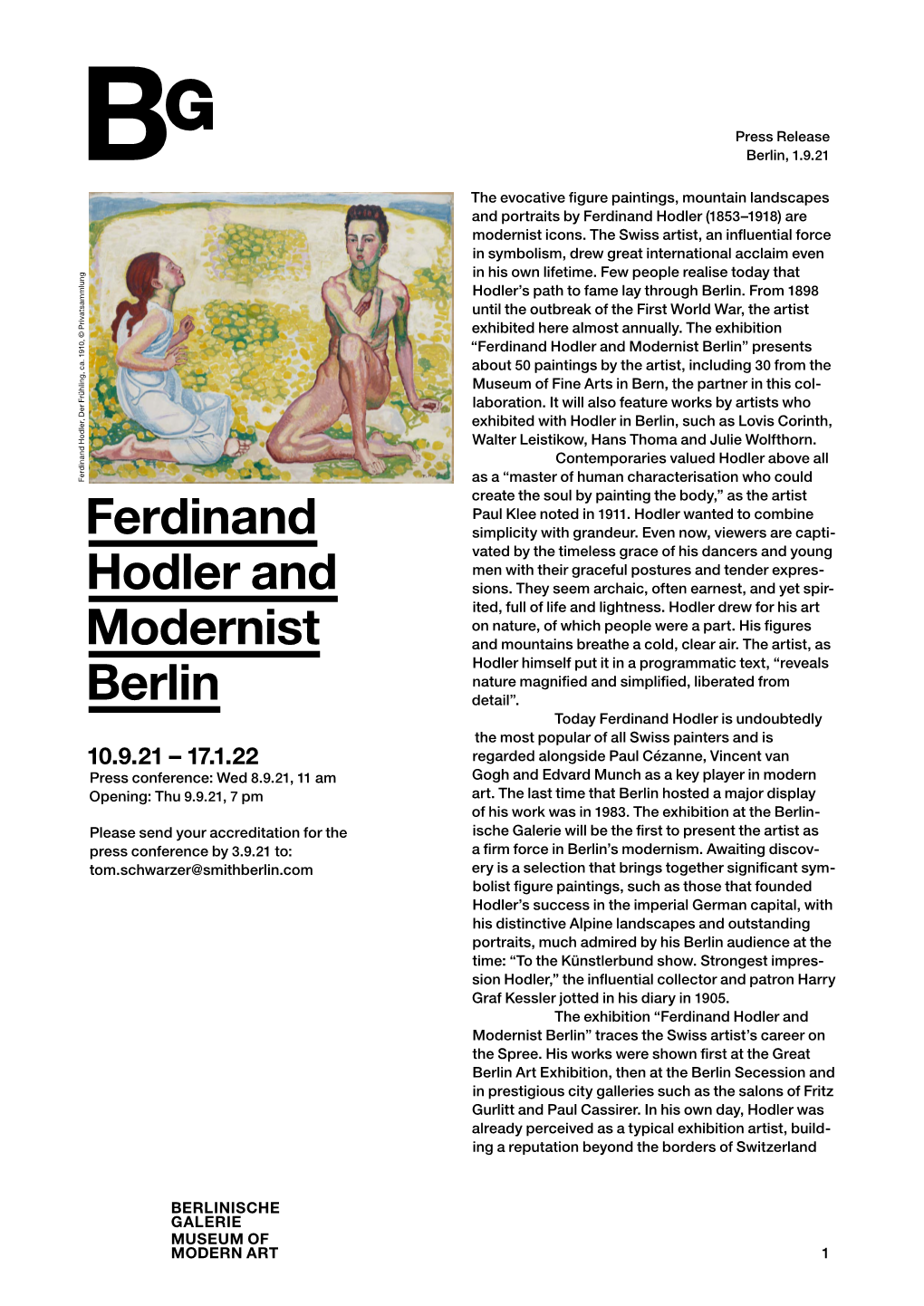 Ferdinand Hodler and Modernist Berlin