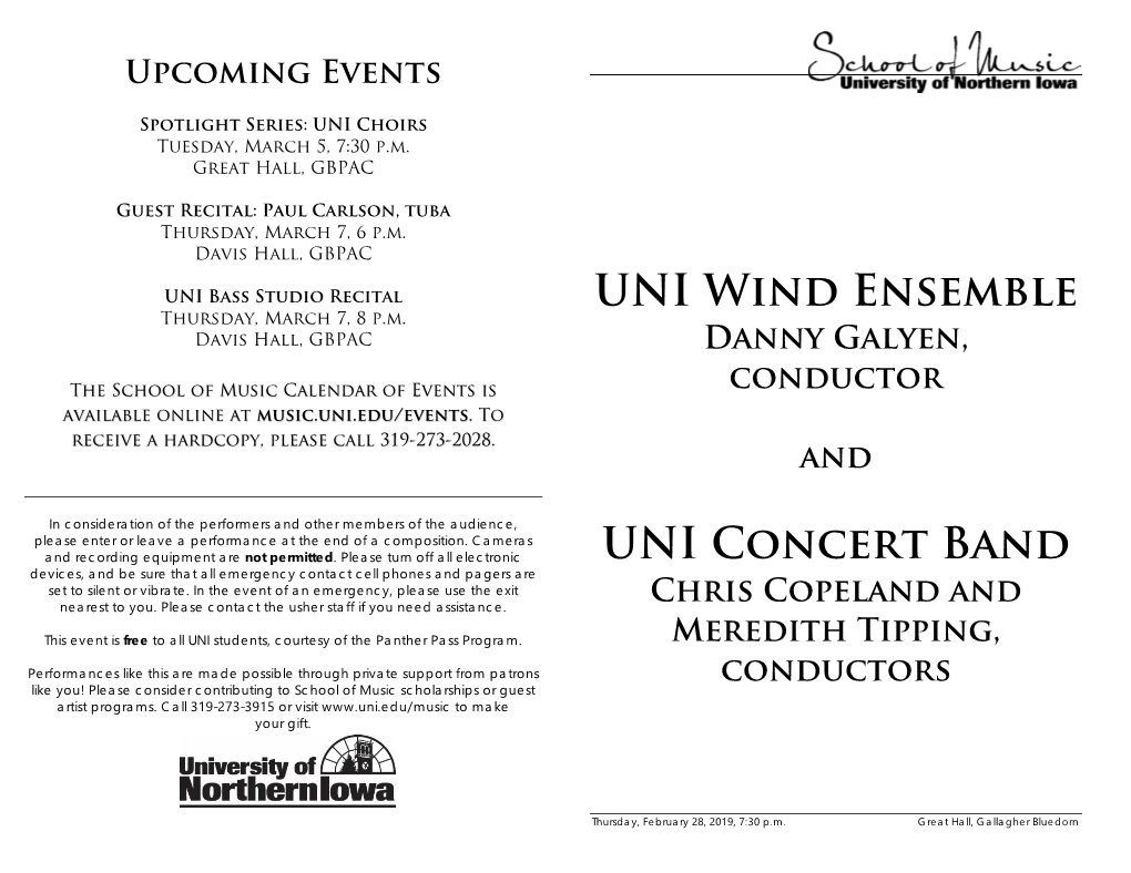 UNI Wind Ensemble UNI Concert Band