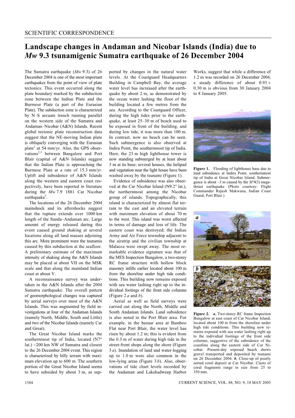 Landscape Changes in Andaman and Nicobar Islands (India) Due to Mw 9.3 Tsunamigenic Sumatra Earthquake of 26 December 2004