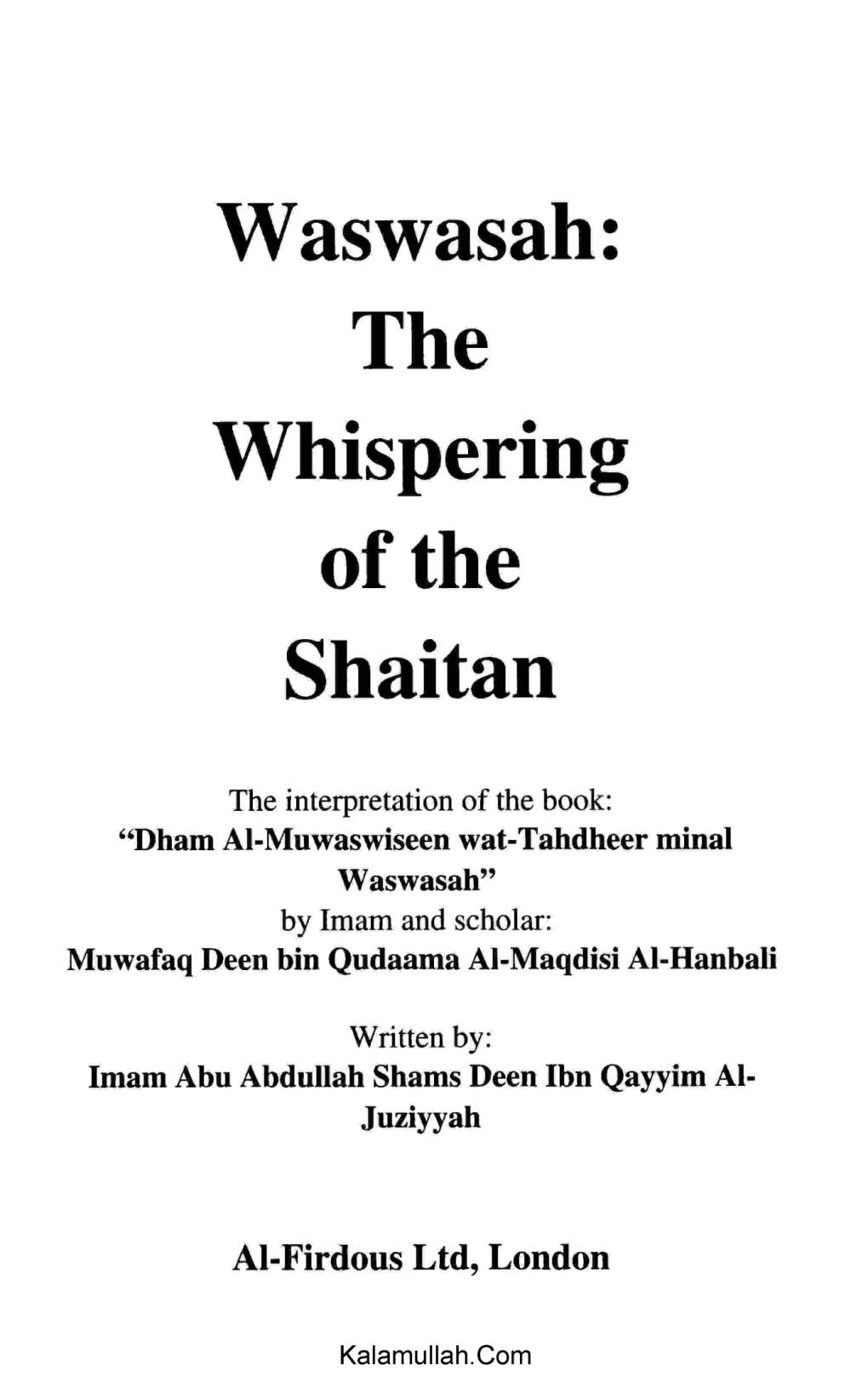 Waswasah: the Whispering of the Shaitan