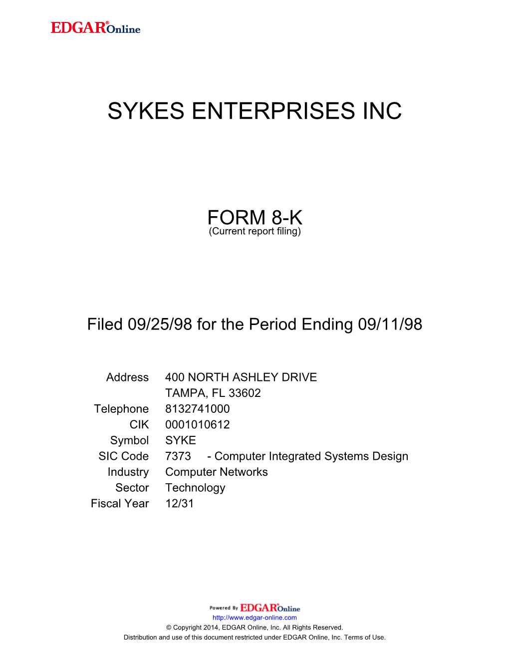 Sykes Enterprises Inc