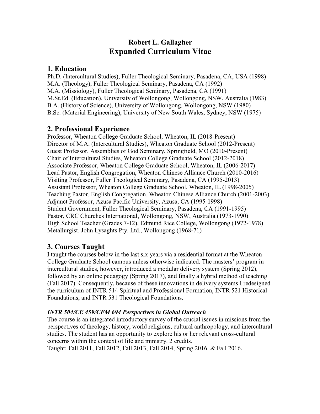 Expanded Curriculum Vitae