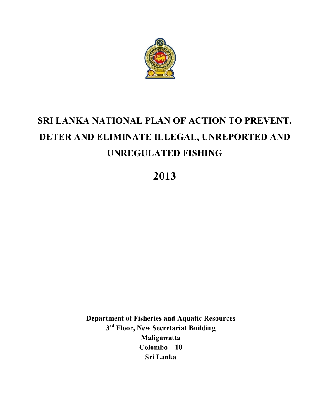 Sri Lanka National Plan of Action to Prevent, Deter