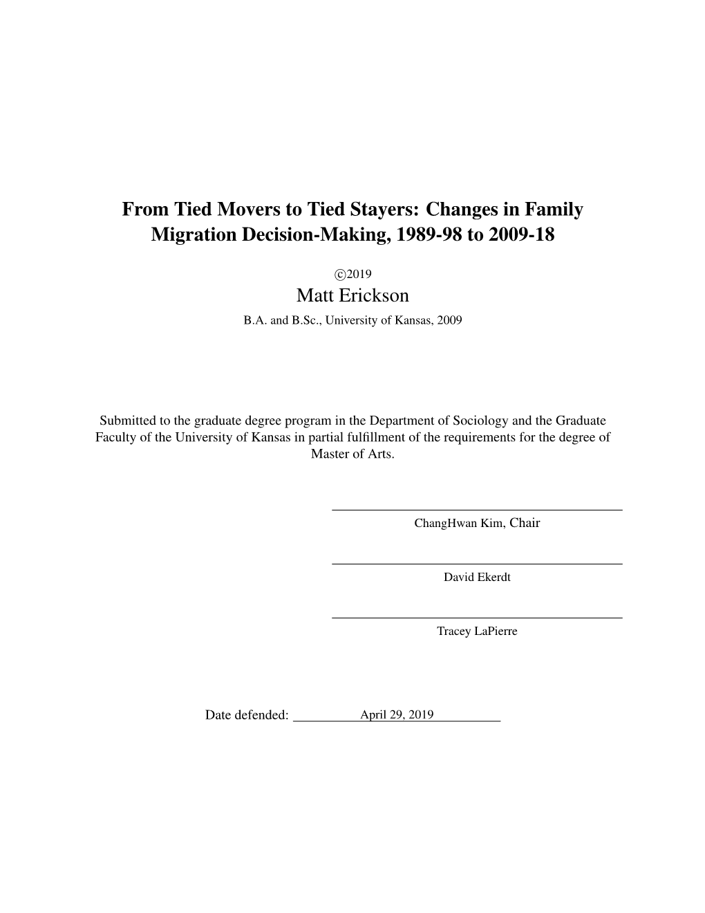 Changes in Family Migration Decision-Making, 1989-98 to 2009-18