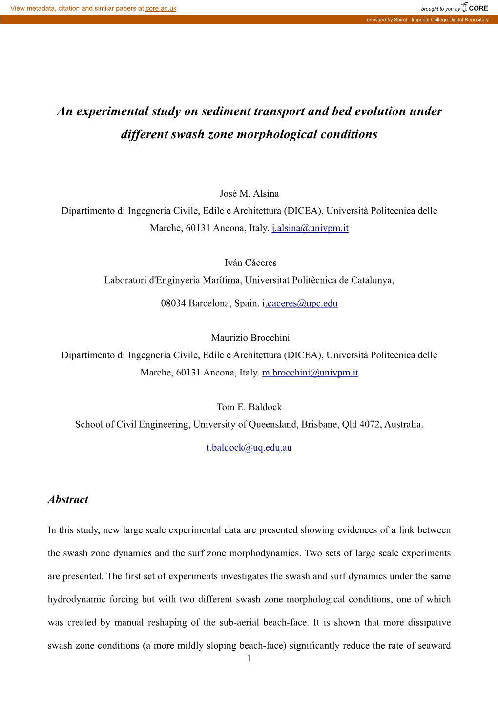 An Experimental Study on Sediment Transport and Bed Evolution Under Different Swash Zone Morphological Conditions