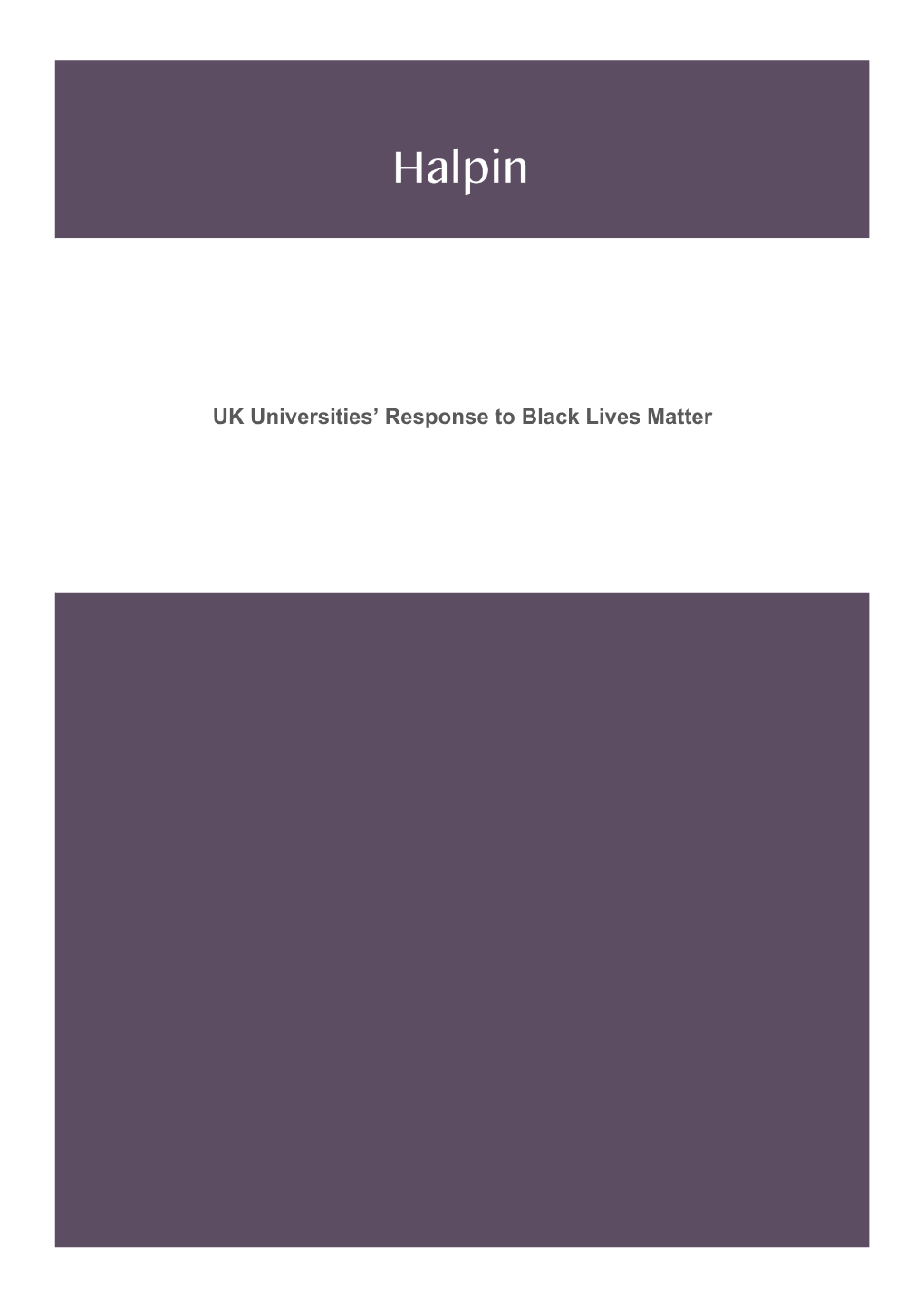 UK Universities' Response to Black Lives Matter