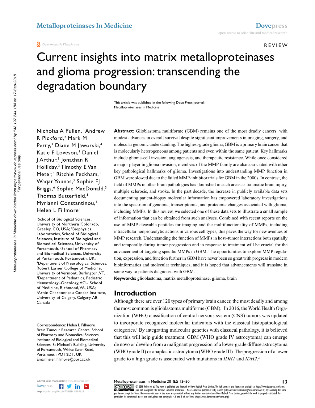 Current Insights Into Matrix Metalloproteinases and Glioma Progression: Transcending the Degradation Boundary