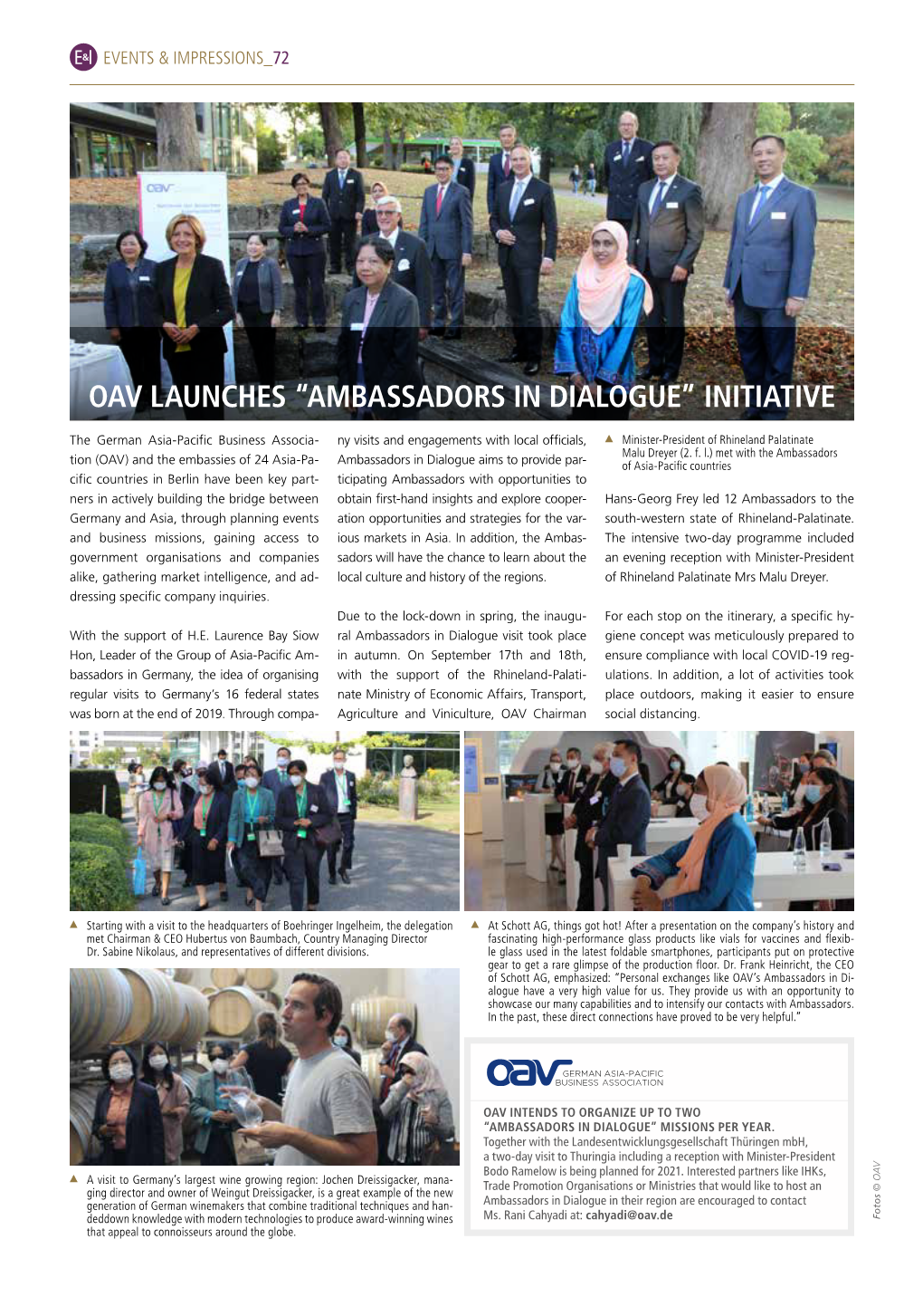 Oav Launches “Ambassadors in Dialogue” Initiative