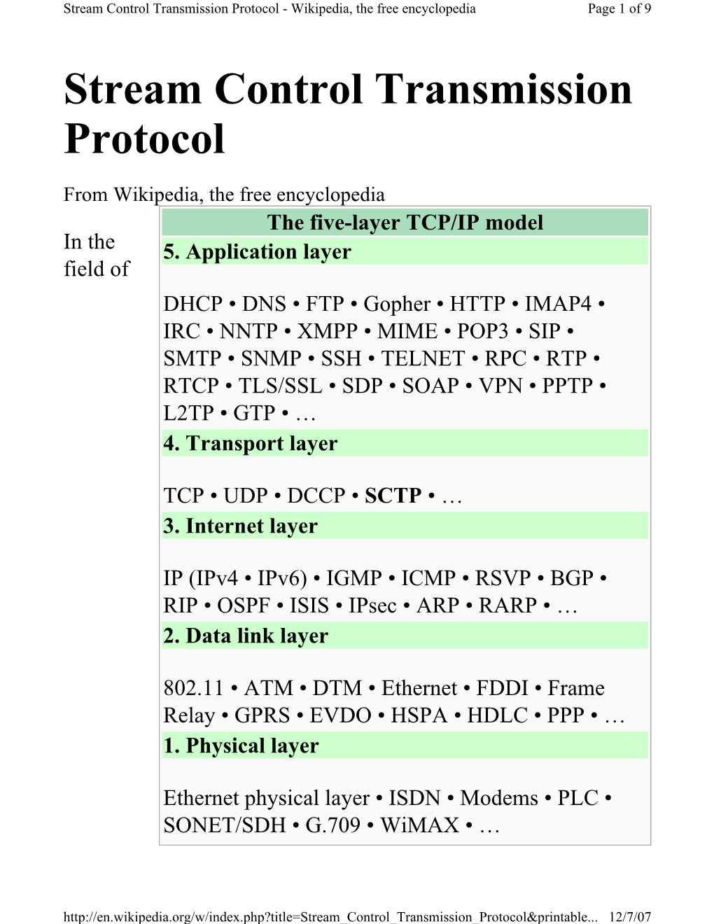 Stream Control Transmission Protocol - Wikipedia, the Free Encyclopedia Page 1 of 9