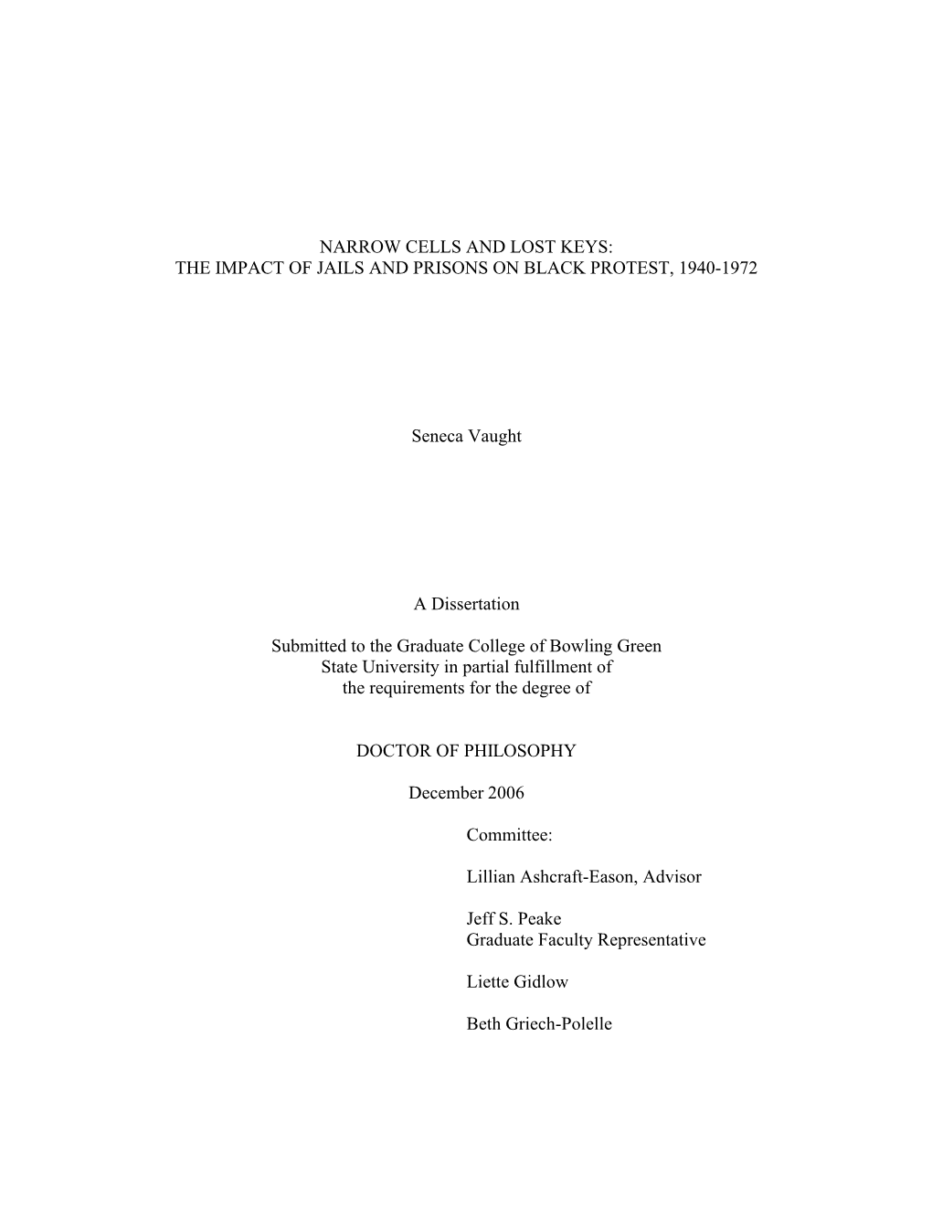 The Impact of Jails and Prisons on Black Protest, 1940-1972