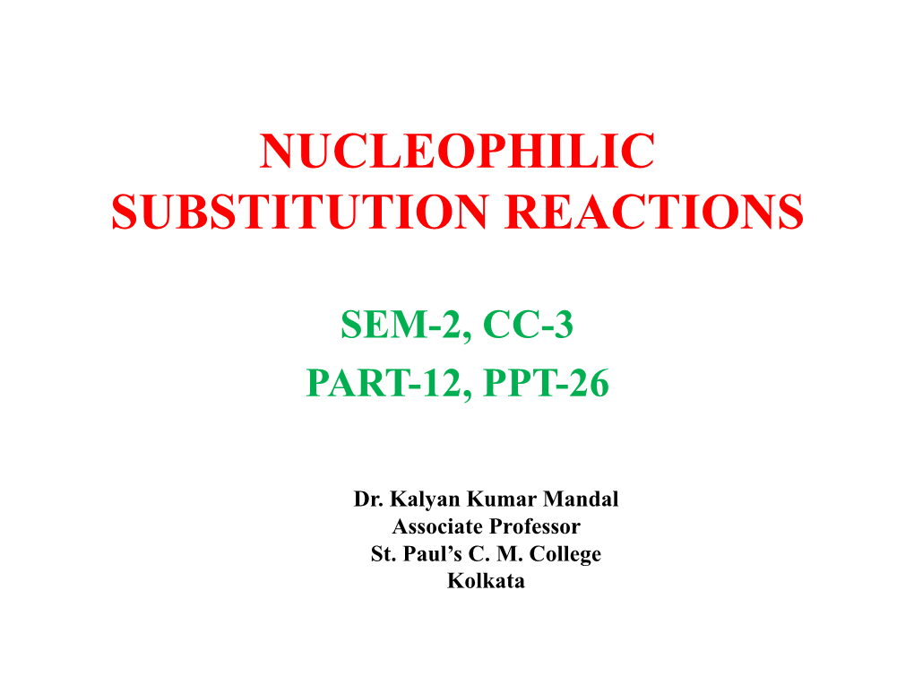 Nucleophilic Substitution Reactions