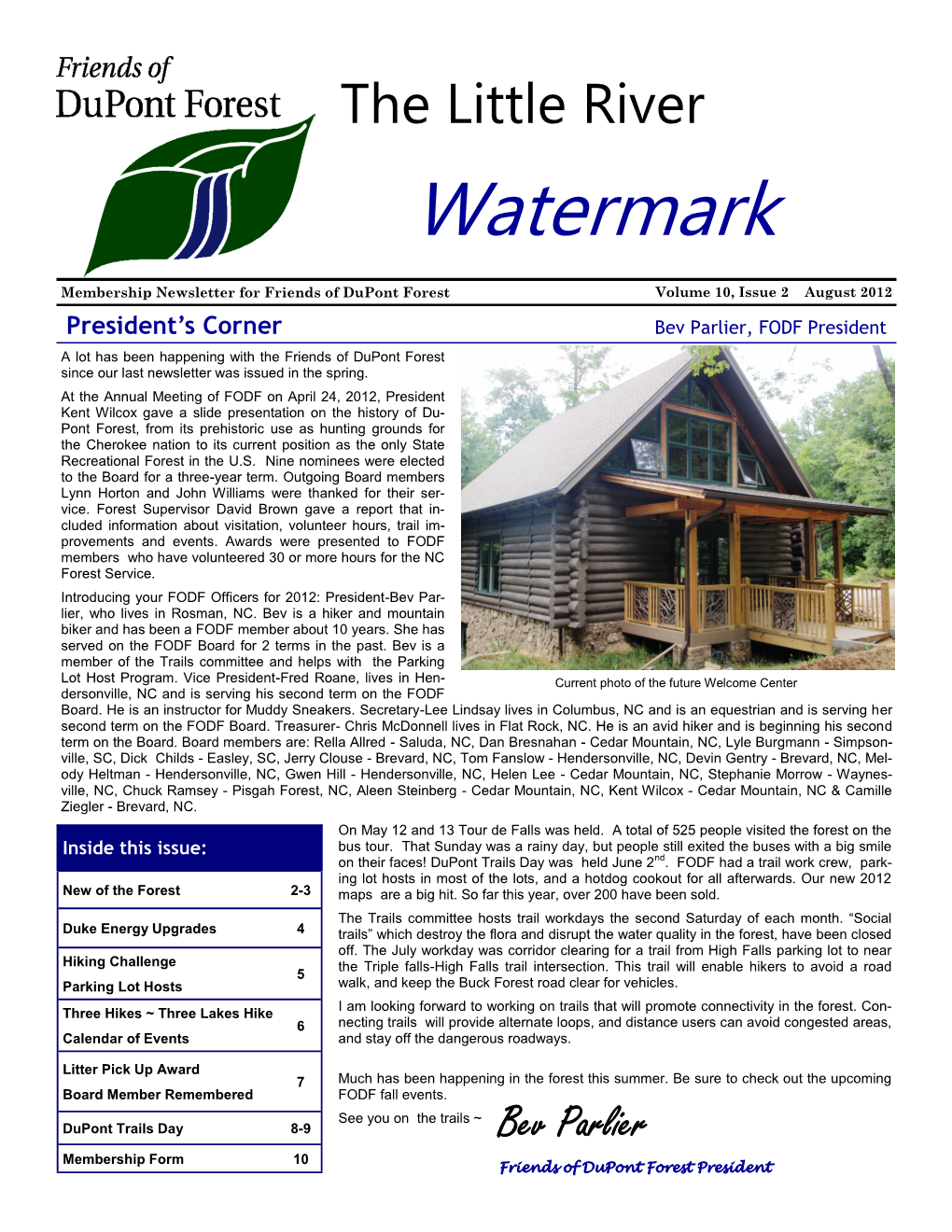 August 2012 Newsletter