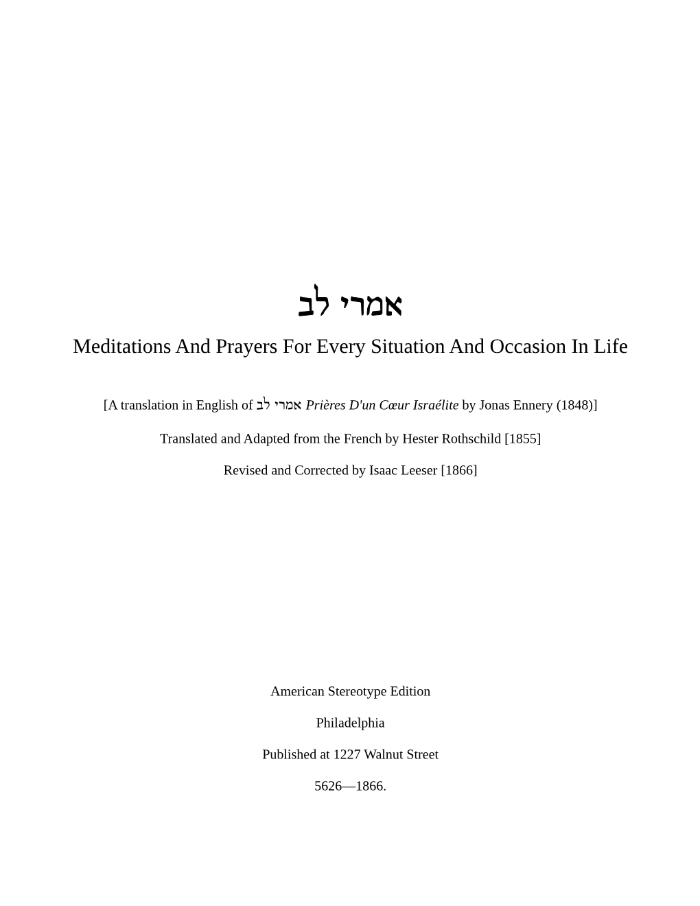 Meditations and Prayers for Every Situation and Occasion in Life