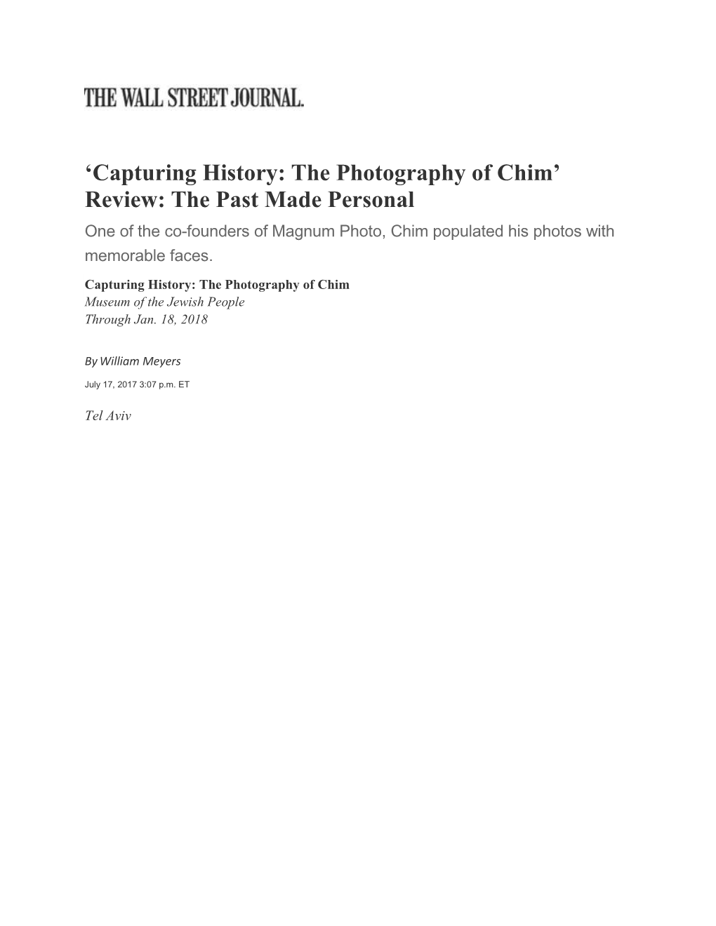 'Capturing History: the Photography of Chim' Review