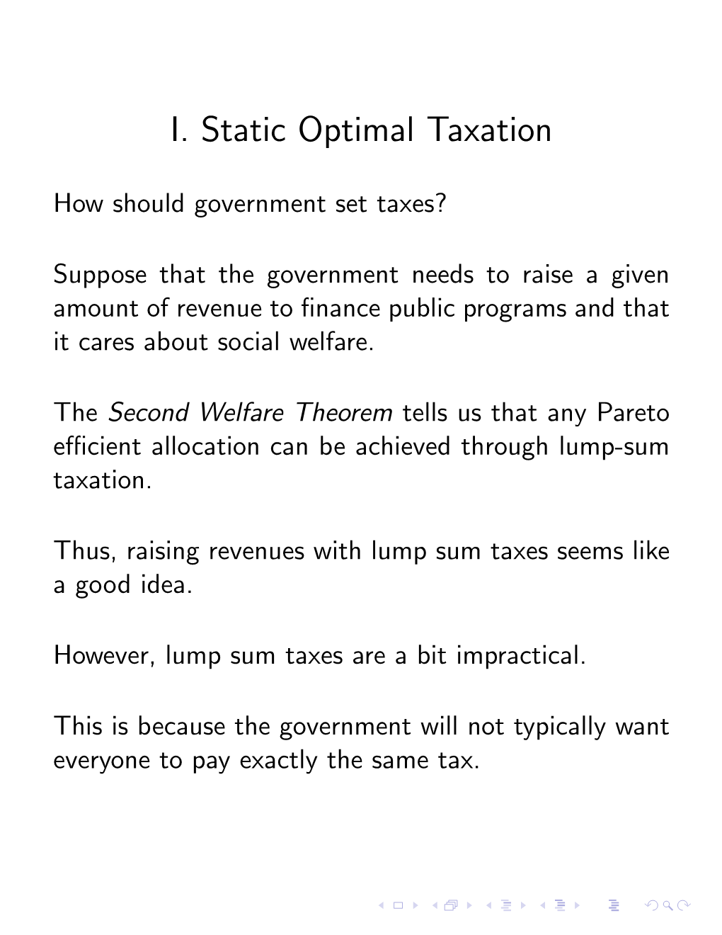 I. Static Optimal Taxation