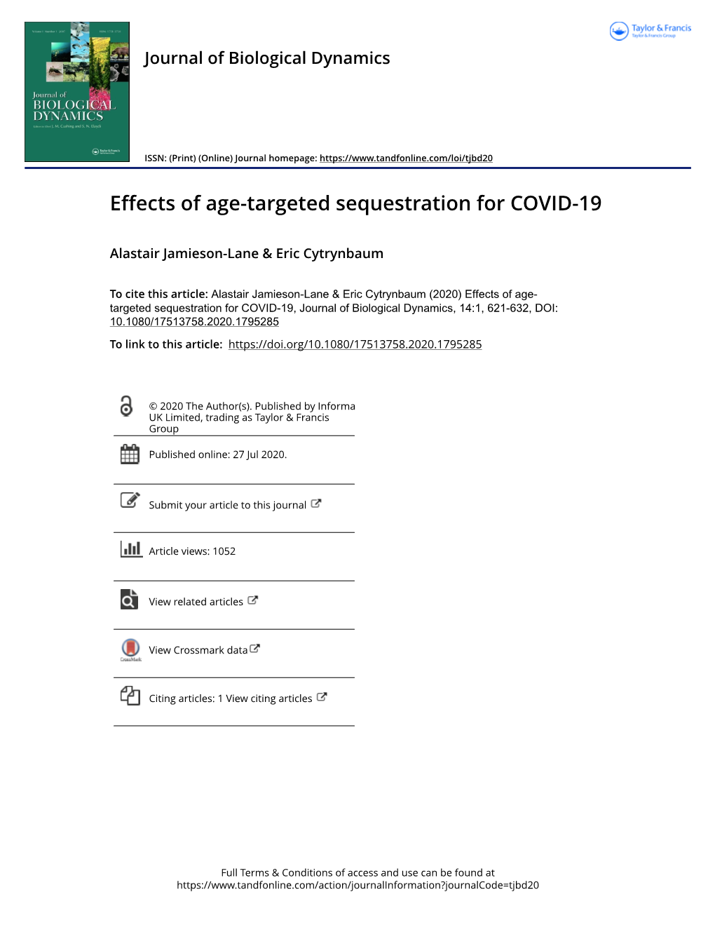 Effects of Age-Targeted Sequestration for COVID-19