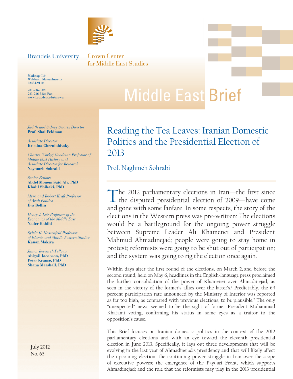 READ Middle East Brief 65