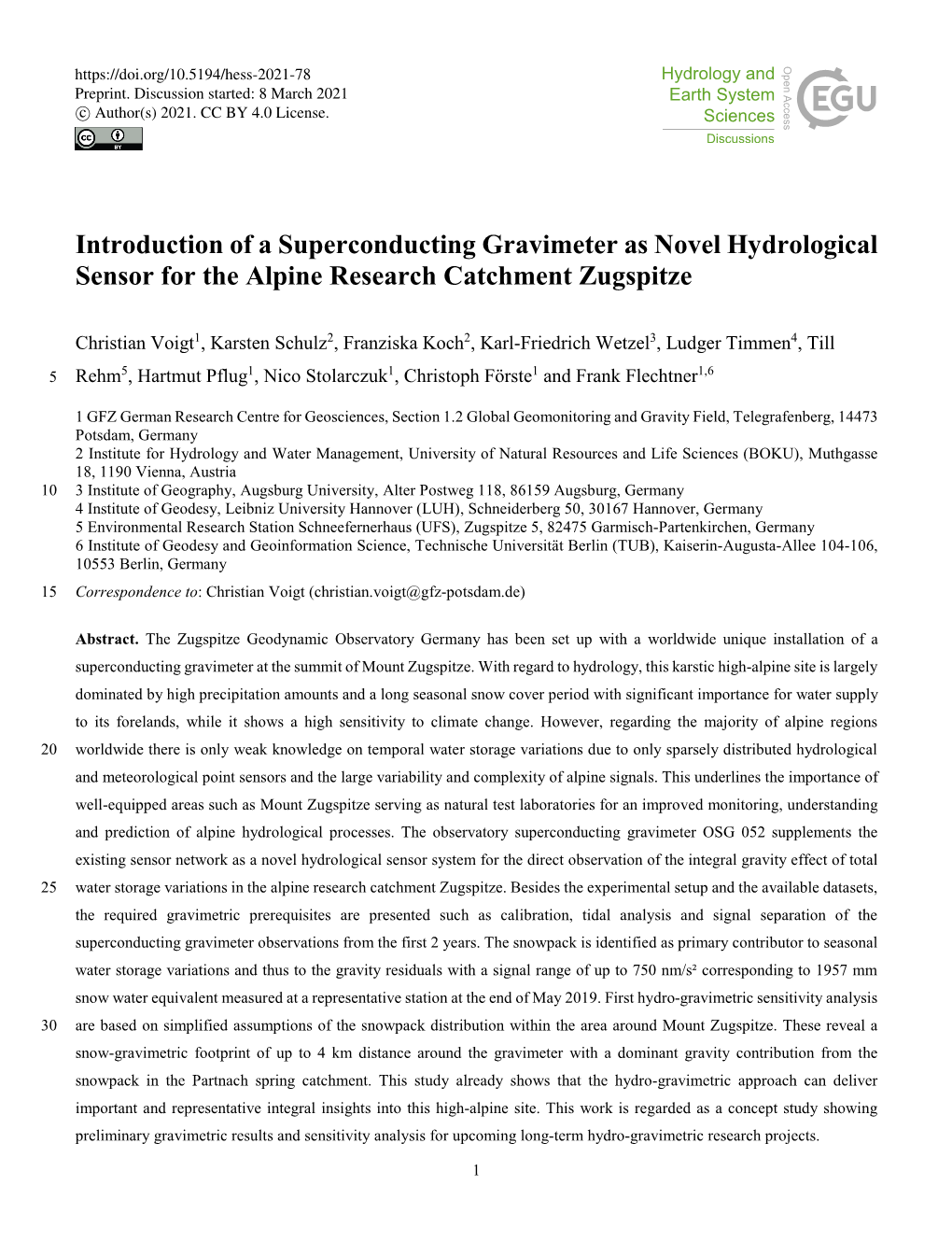 Introduction of a Superconducting Gravimeter As Novel Hydrological Sensor for the Alpine Research Catchment Zugspitze