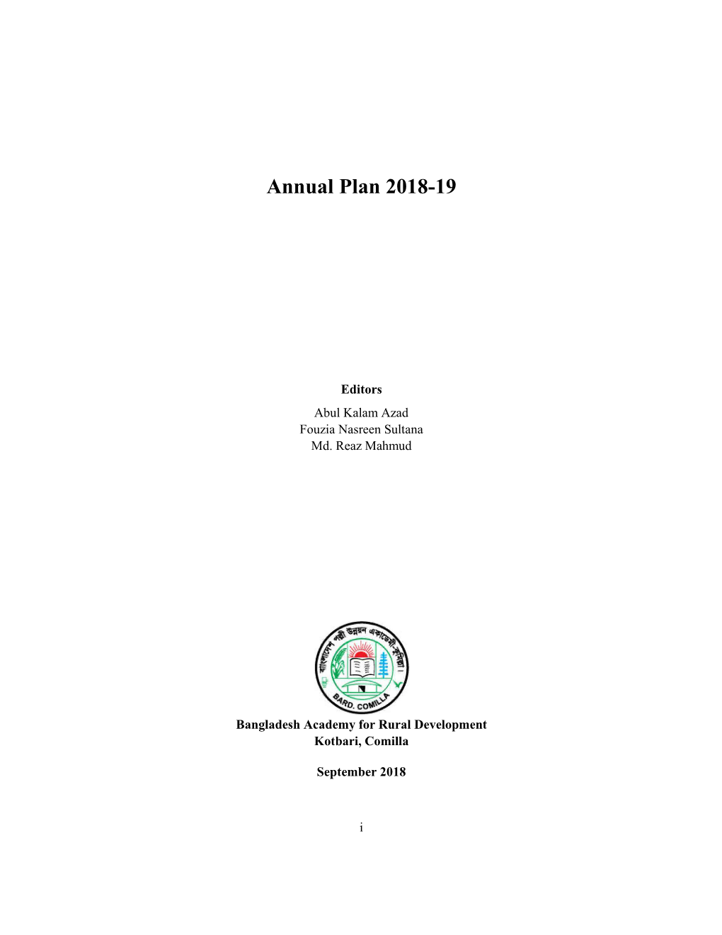 Annual Plan 2018-19