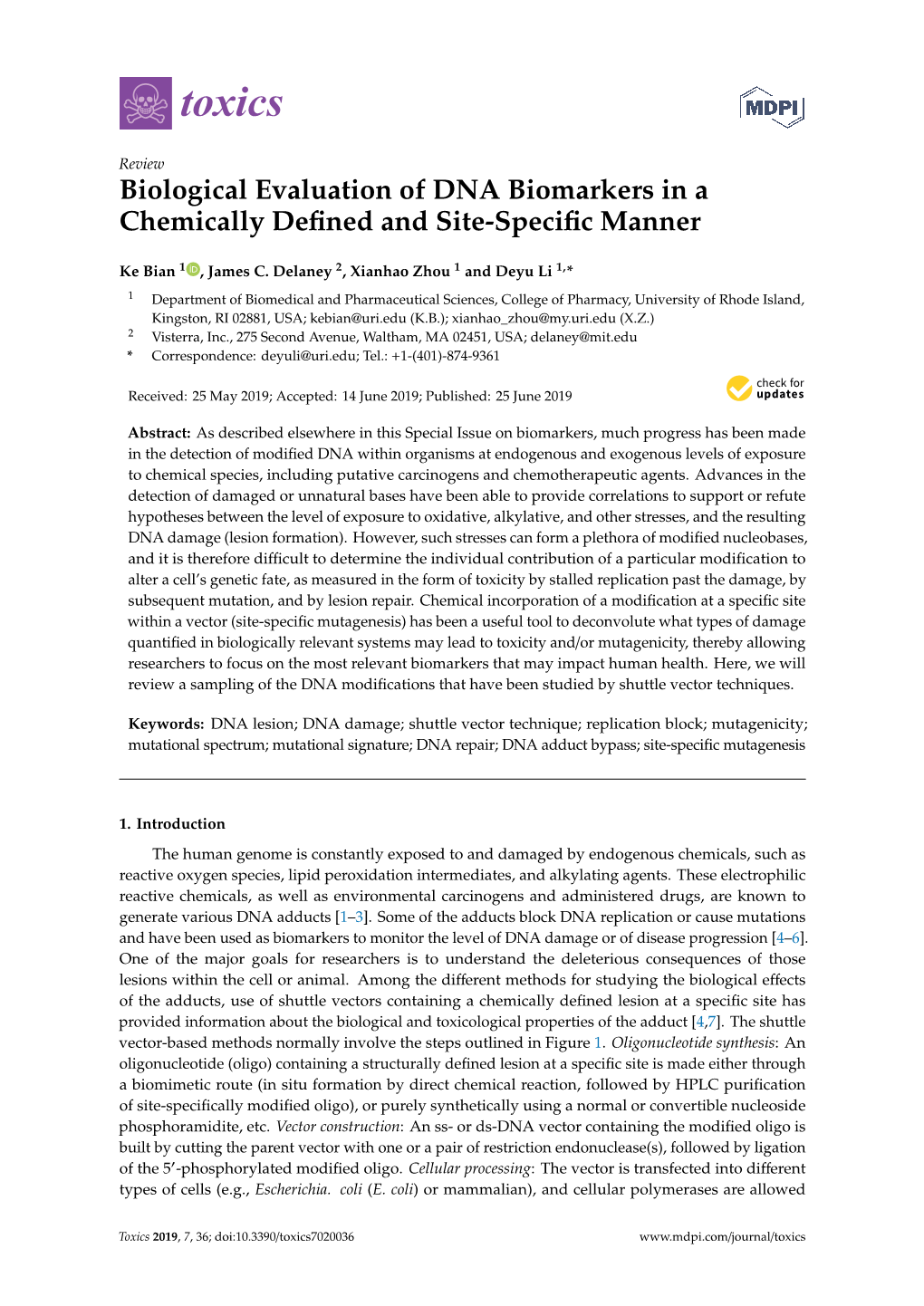 Biological Evaluation of DNA Biomarkers in a Chemically Defined