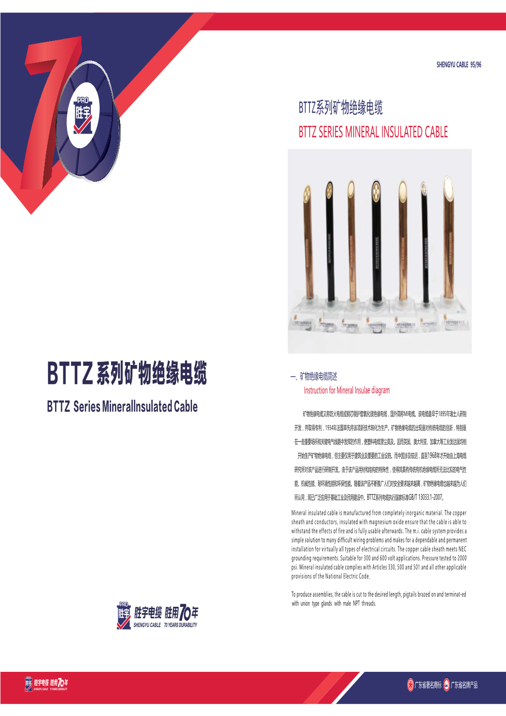 Bttz Series Mineral Insulated Cable