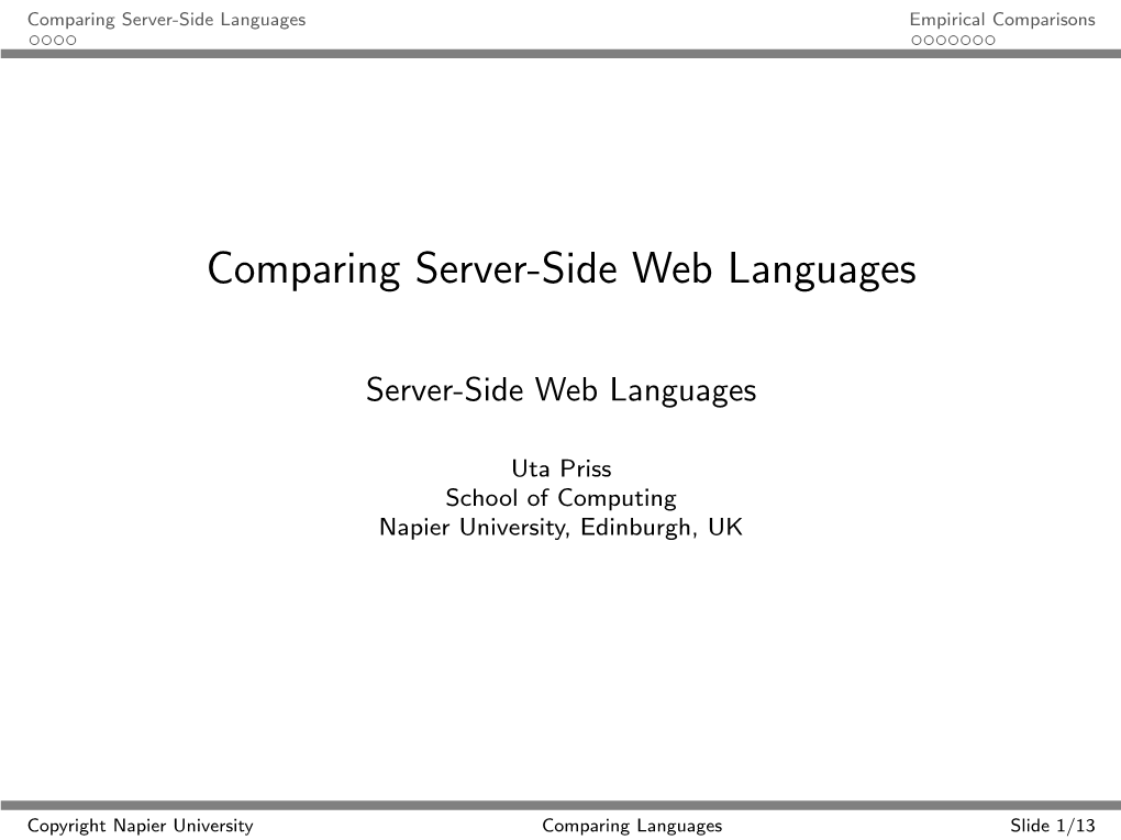 Comparing Server-Side Web Languages