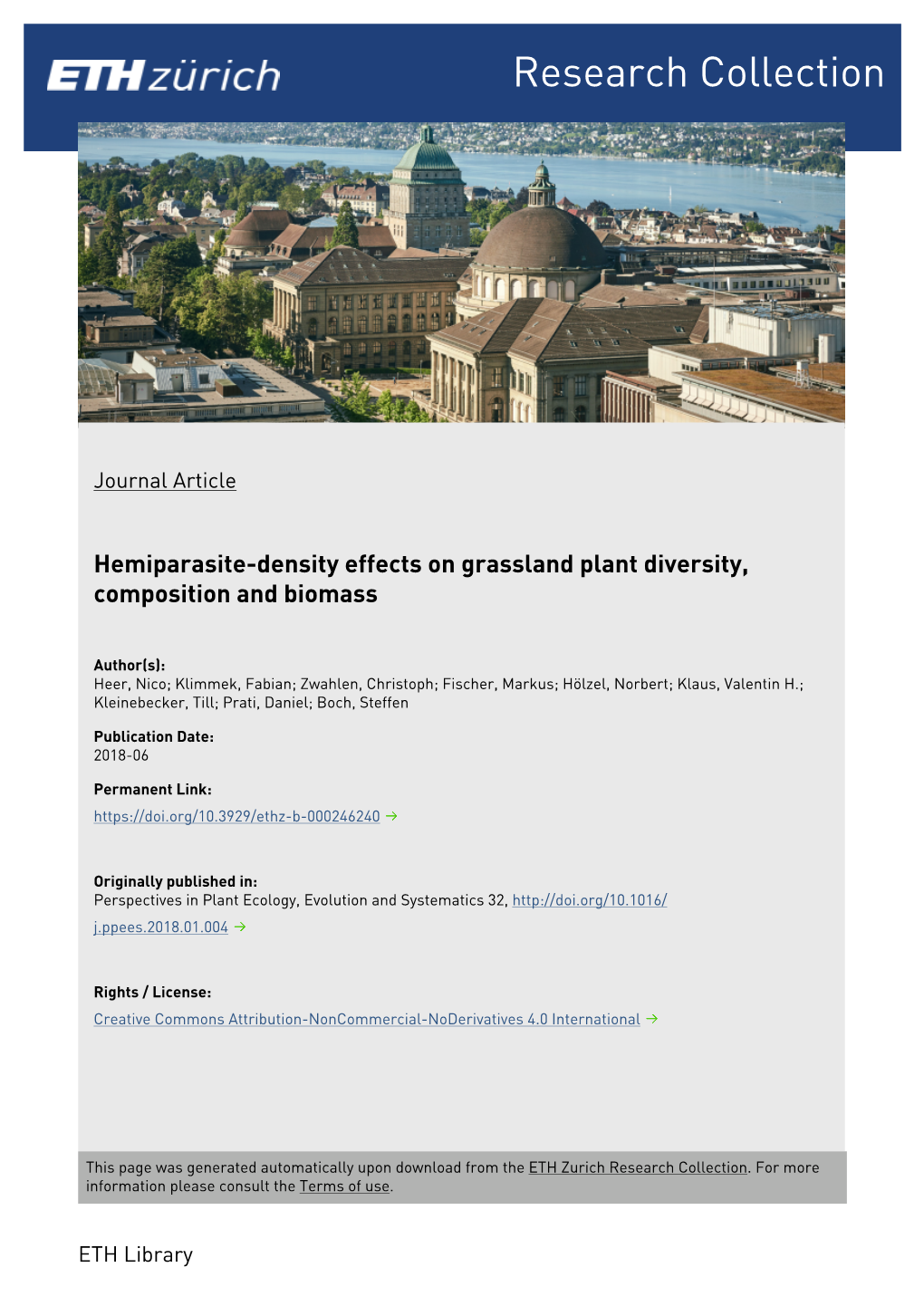 Hemiparasite-Density Effects on Grassland Plant Diversity, Composition and Biomass