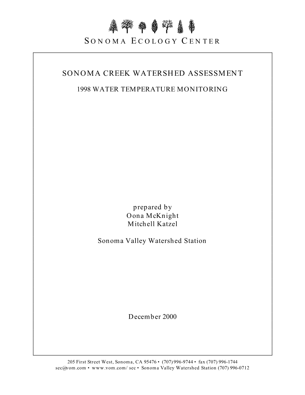 Sonoma Creek Watershed Assessment