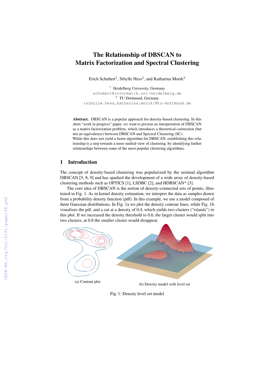 The Relationship of DBSCAN to Matrix Factorization and Spectral Clustering