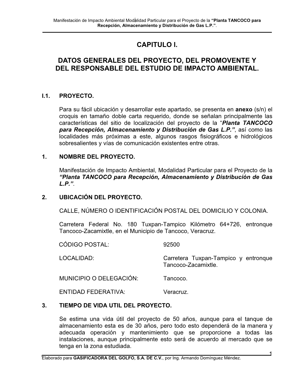 Planta TANCOCO Para Recepción, Almacenamiento Y Distribución De Gas L.P.”