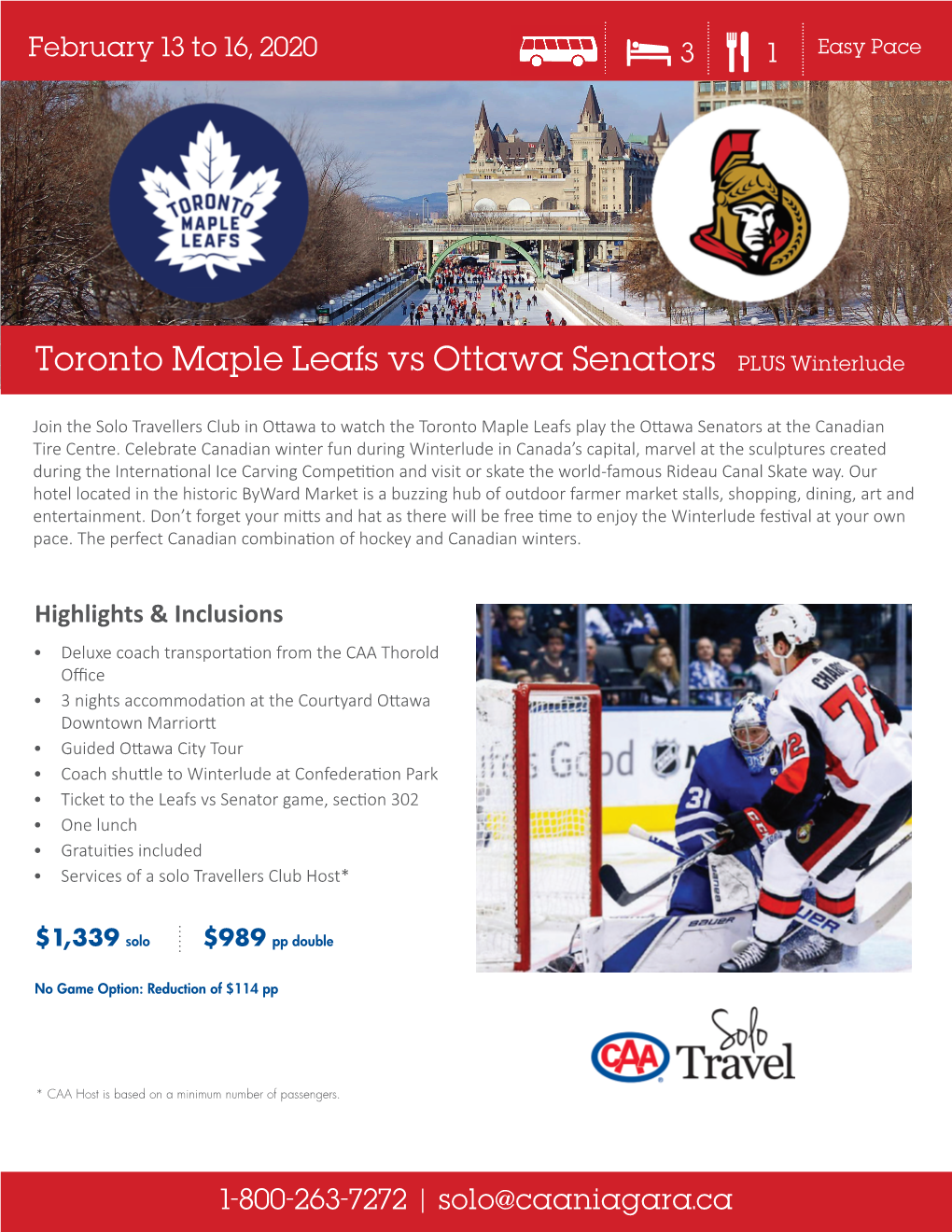 Toronto Maple Leafs Vs Ottawa Senators PLUS Winterlude