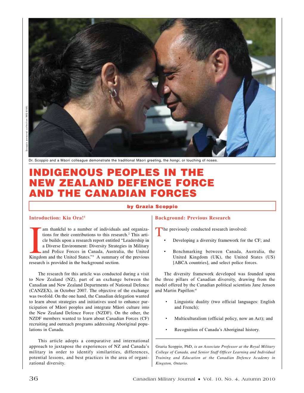 Indigenous Peoples in the New Zealand Defence Force and the Canadian Forces