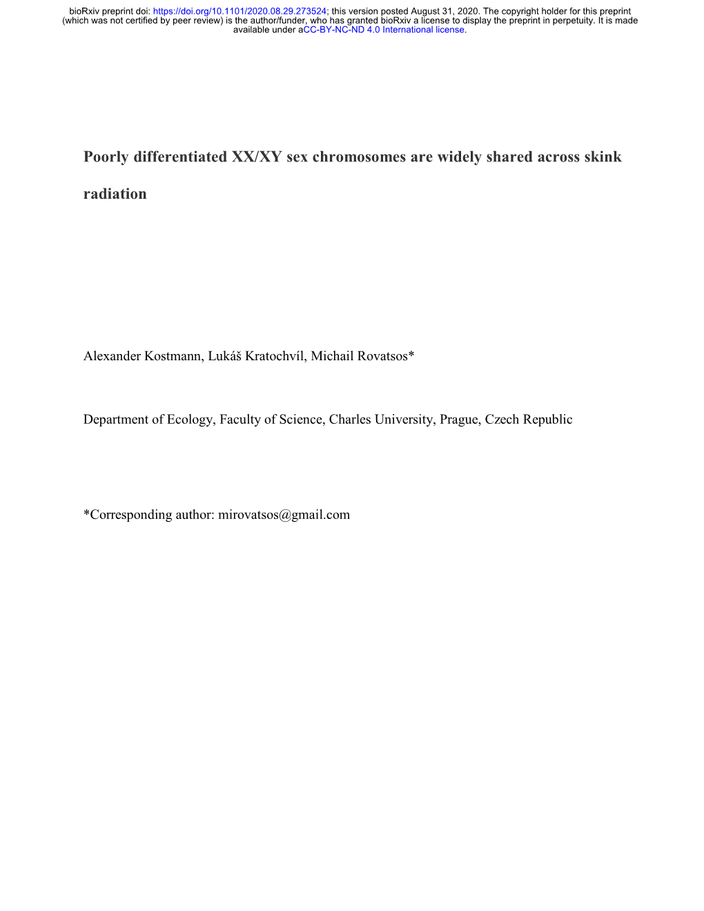 Poorly Differentiated XX/XY Sex Chromosomes Are Widely Shared Across Skink