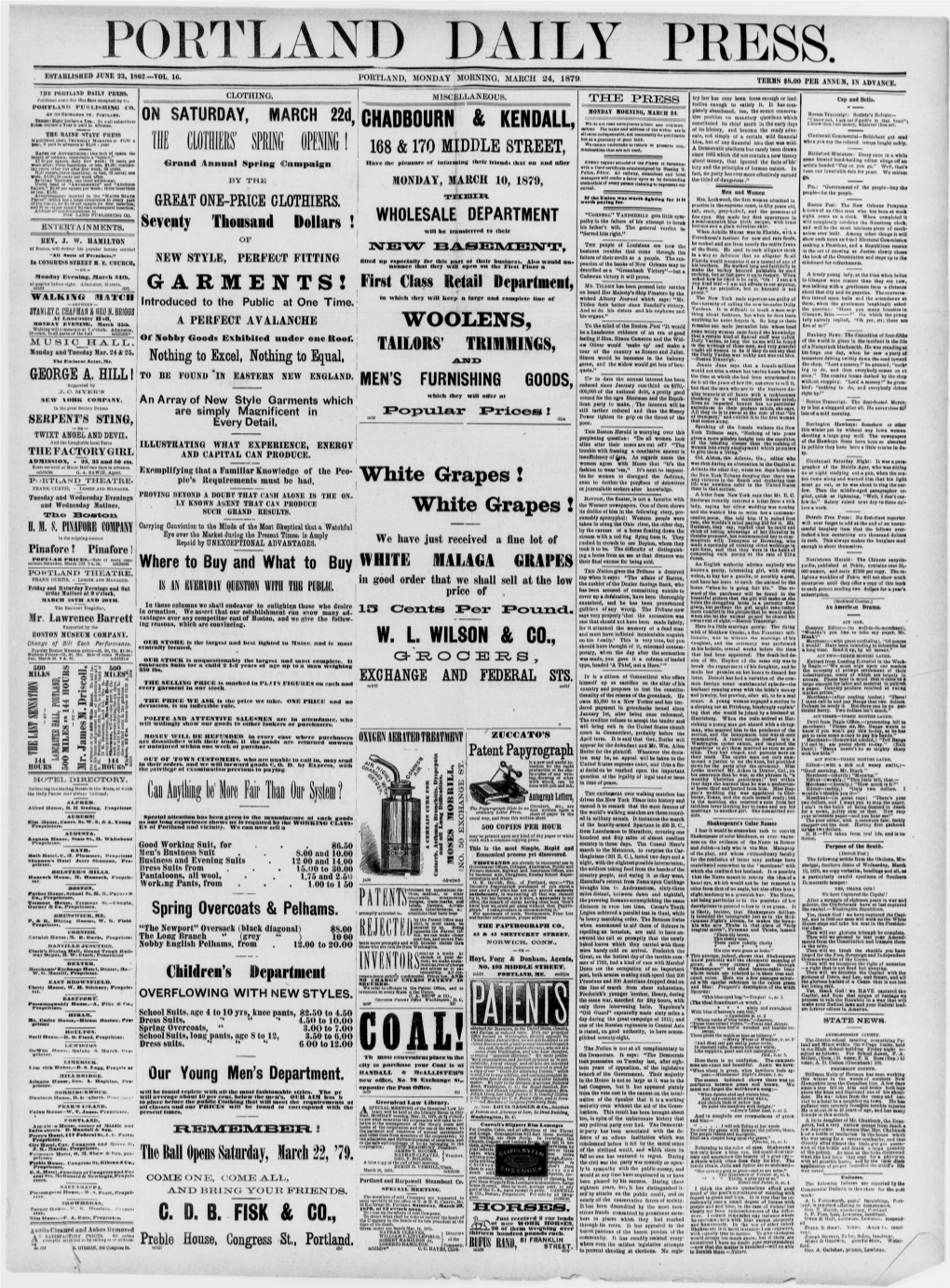 Portland Daily Press: May 27,1879