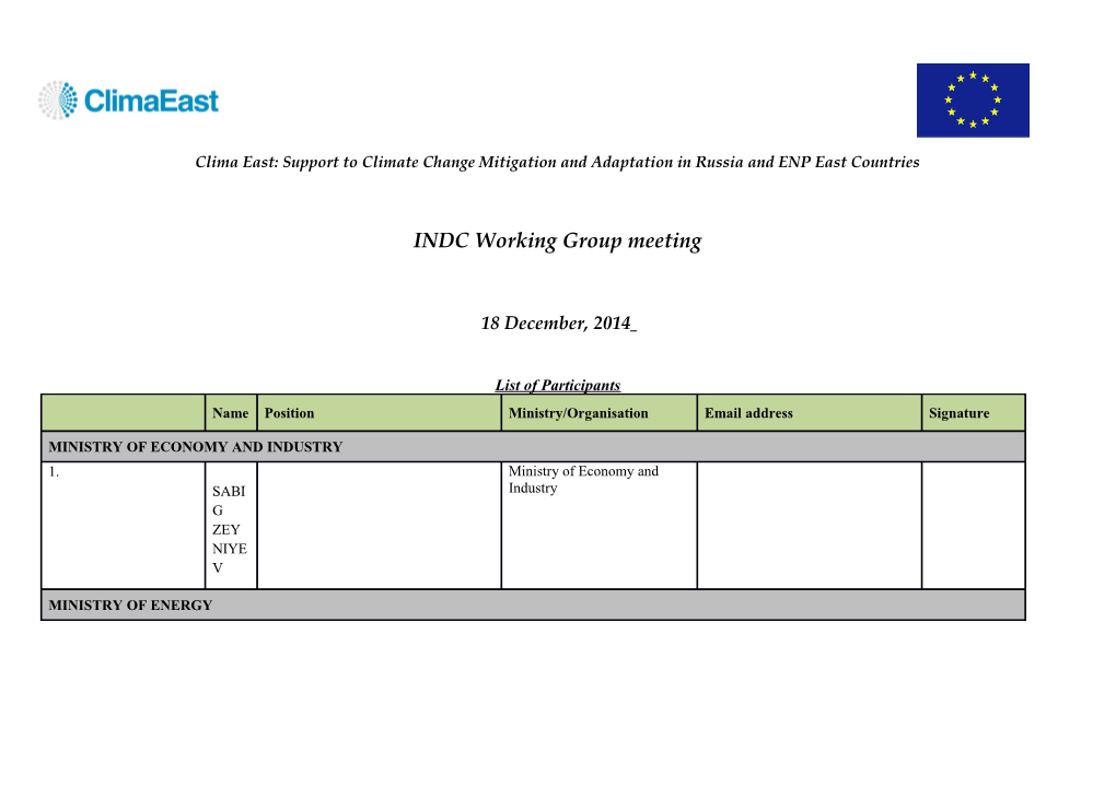 INDC Working Group Meeting