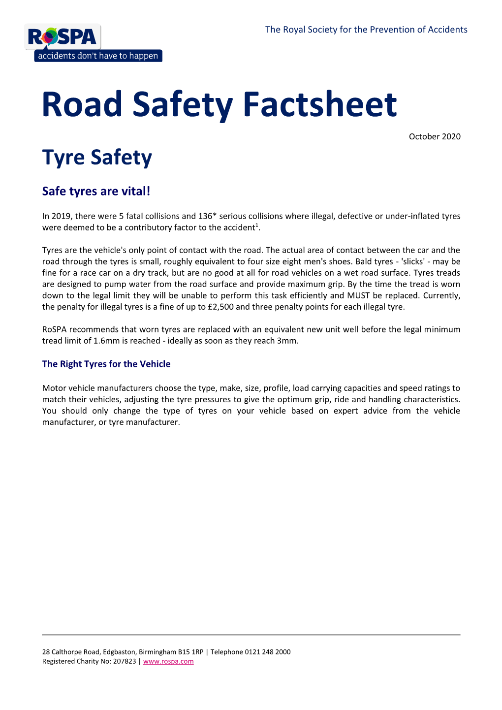 Rospa Tyre Safety Factsheet