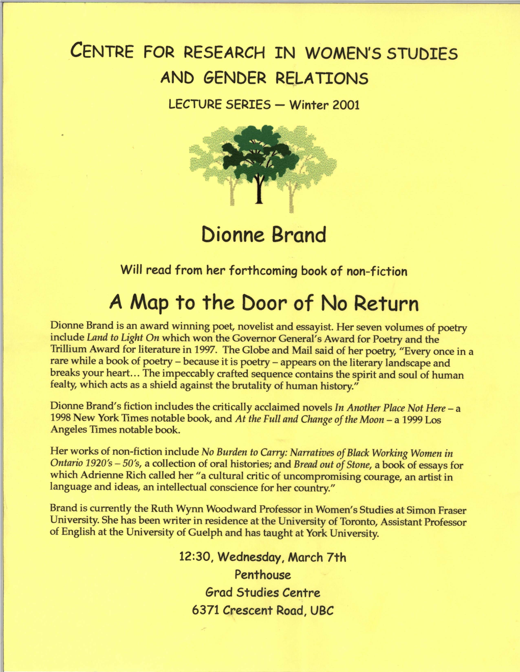 Dionne Brand a Map to the Door of No Return