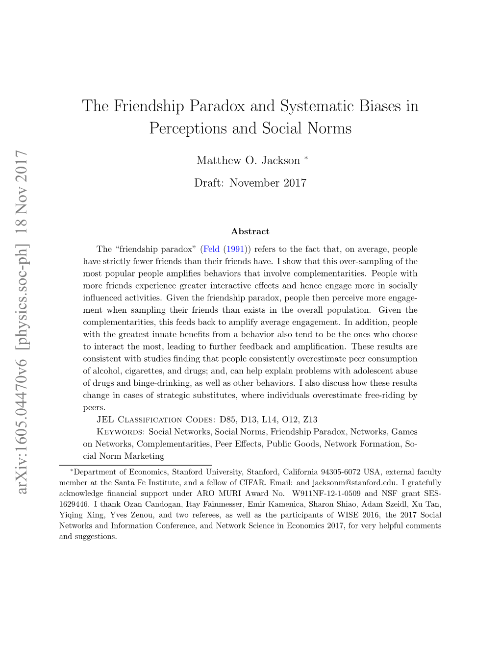 The Friendship Paradox and Systematic Biases in Perceptions and Social Norms